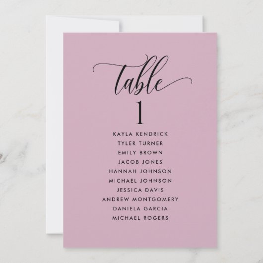 Mauve Seatplan Kaarten met gastnamen (Achterkant)