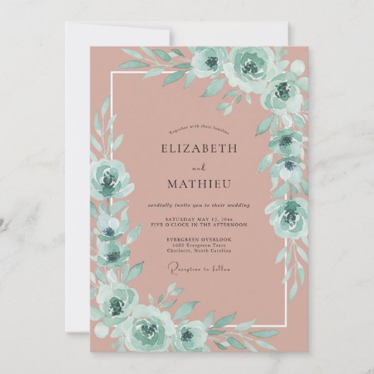 Mauve Serene Bloemige Bruiloft Kaart (Voorkant)