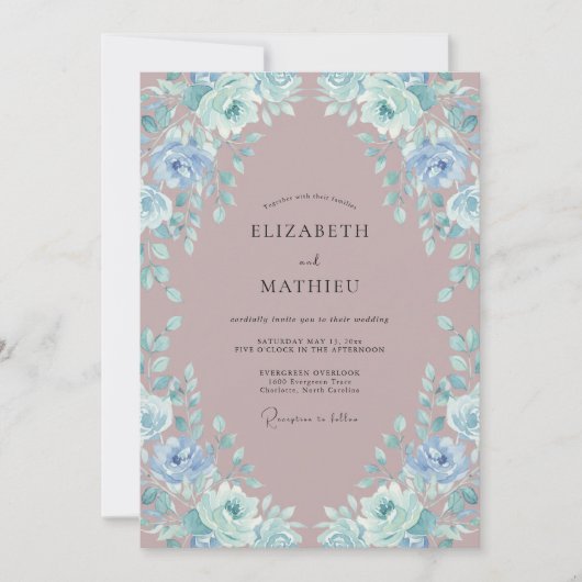 Mauve Serene Botanische Bruiloft Kaart (Voorkant)