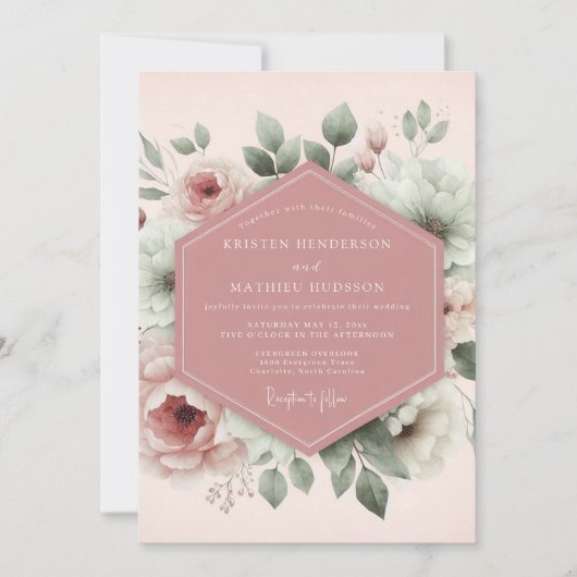 Mauve Serene Botanische Bruiloft Kaart (Voorkant)