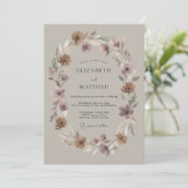 Mauve Serene Herfst Bruiloft Kaart (Staand voorkant)