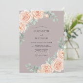 Mauve Serene Perzikbloesem Bruiloft Kaart (Staand voorkant)