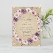 Mauve Serene Rustieke Bruiloft Kaart (Staand voorkant)