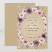 Mauve Serene Rustieke Bruiloft Kaart (Voorkant / Achterkant)