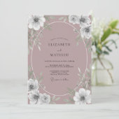 Mauve Serene Vintage Bruiloft Kaart (Staand voorkant)
