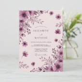 Mauve Serene Watercolor Bruiloft Kaart (Staand voorkant)