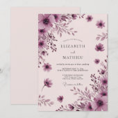 Mauve Serene Watercolor Bruiloft Kaart (Voorkant / Achterkant)