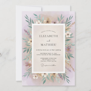 Mauve Sering Blad Eucalyptus Bruiloft Kaart