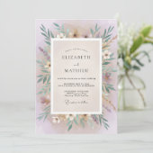 Mauve Sering Blad Eucalyptus Bruiloft Kaart (Staand voorkant)