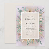 Mauve Sering Blad Eucalyptus Bruiloft Kaart (Voorkant / Achterkant)