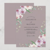 Mauve Sering Orkidee Huwelijk Kaart (Voorkant / Achterkant)