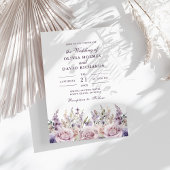 Mauve Seringkleurig Bloem Bruiloft Uitnodiging