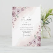Mauve Sfeervolle Botanische Bruiloft Kaart (Staand voorkant)
