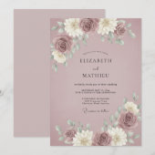 Mauve Sfeervolle Vintage Bruiloft Kaart (Voorkant / Achterkant)