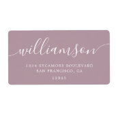 Mauve Shadows Modern Script Family Retouradres Etiket (Voorkant)