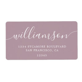 Mauve Shadows Modern Script Family Retouradres Etiket