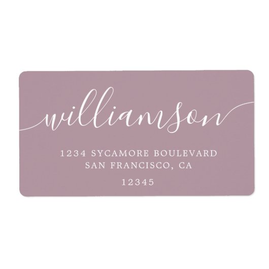 Mauve Shadows Modern Script Family Retouradres Etiket (Voorkant)