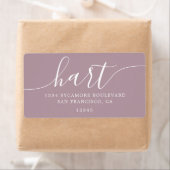 Mauve Shadows Modern Script Family Retouradres Etiket (Insitu)