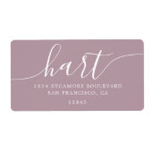 Mauve Shadows Modern Script Family Retouradres Etiket (Voorkant)