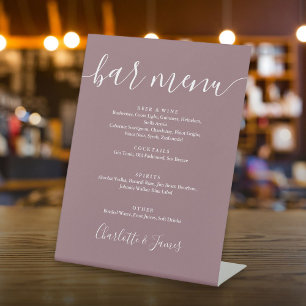 Mauve Signature Script Trouw Bar Menu Reclamebord Met Voetstuk
