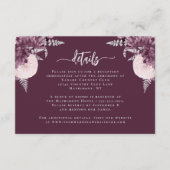 Mauve Silver Floral Wedding Details Informatiekaartje (Voorkant)