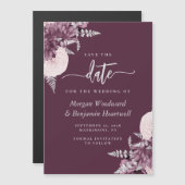 Mauve Silver Floral Wedding Save the Date Magnetische Uitnodiging (Voorkant / Achterkant)