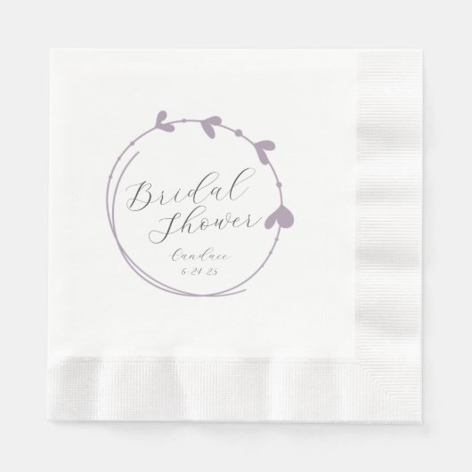 Mauve Simple Heart Wreath Vrijgezellenfeest Servet (Voorkant)