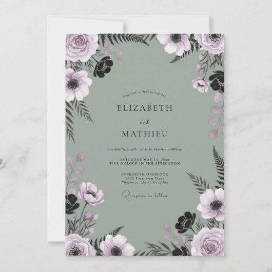 Mauve Slate Varens Bruiloft Kaart (Voorkant)