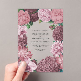 Mauve Smoke, Dusty Peony & Rosewater Clay Wedding Acryl Uitnodigingen