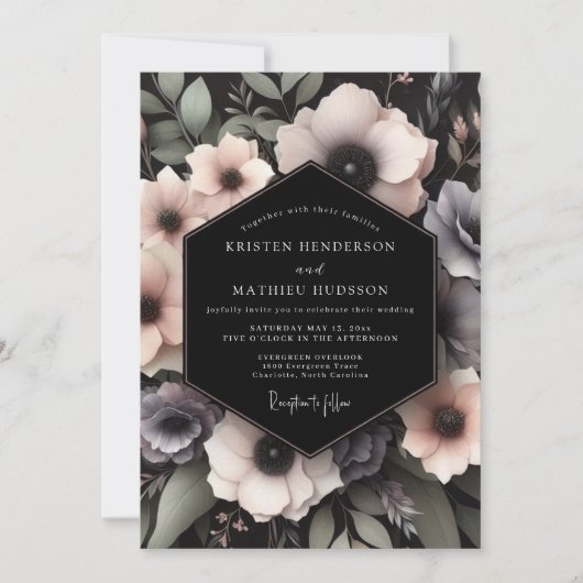 Mauve Somber Bloom Wedding Kaart (Voorkant)