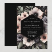 Mauve Somber Bloom Wedding Kaart (Voorkant / Achterkant)