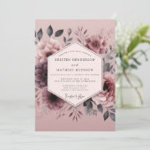 Mauve Somber Flora Wedding Kaart (Staand voorkant)