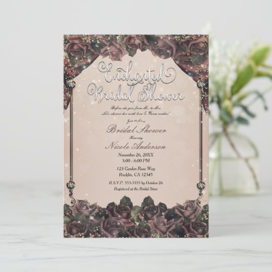 Mauve Spice Rozen Glitter Sparkle Vrijgezellenfees Kaart (Staand voorkant)