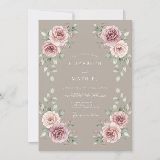 Mauve Stemming Bruiloft Kaart (Voorkant)