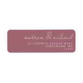 Mauve / Stof Roze Huwelijk Retour Adres Label (Voorkant)
