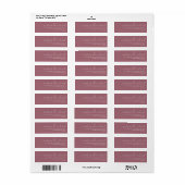 Mauve / Stof Roze Huwelijk Retour Adres Label (Full Sheet)