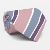 Mauve Stoffig Blauw Roze Diagonaal Striped Stropdas (Opgerold)