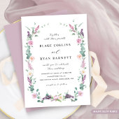 Mauve, stoffige Paarse pastel Delicate bloemenbrui Kaart