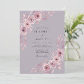 Mauve Stralende Botanische Bruiloft Kaart (Staand voorkant)