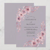 Mauve Stralende Botanische Bruiloft Kaart (Voorkant / Achterkant)