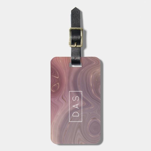 Mauve Strata | Dustroze roodbruine monogram Bagagelabel (Voorkant verticaal)