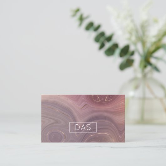 Mauve Strata | Dustroze roodbruine monogram Visitekaartje (Staand voorkant)