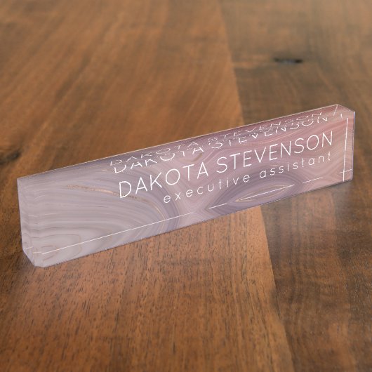 Mauve Strata | Dustroze roodroodbruin Naambordje (Zijkant)