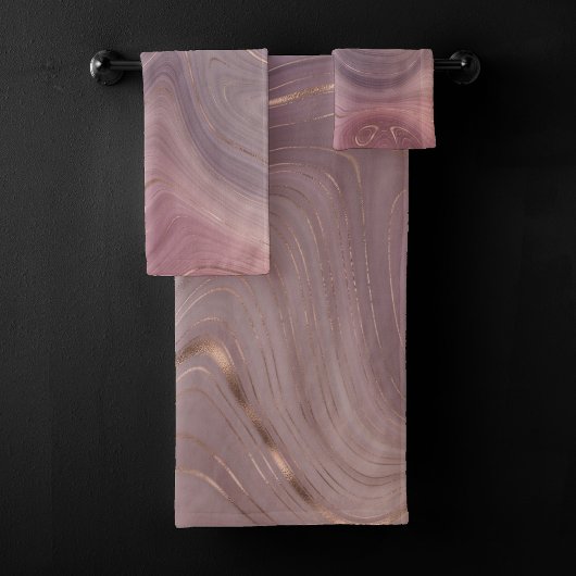 Mauve Strata | Stoffige roze en Roos gouden Agaat Bad Handdoek