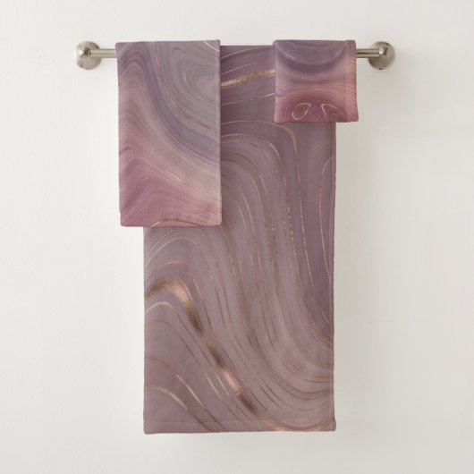 Mauve Strata | Stoffige roze en Roos gouden Agaat Bad Handdoek (Insitu)