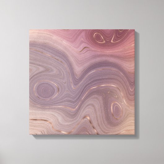 Mauve Strata | Stoffige roze en Roos gouden Agaat Canvas Afdruk (Voorkant)