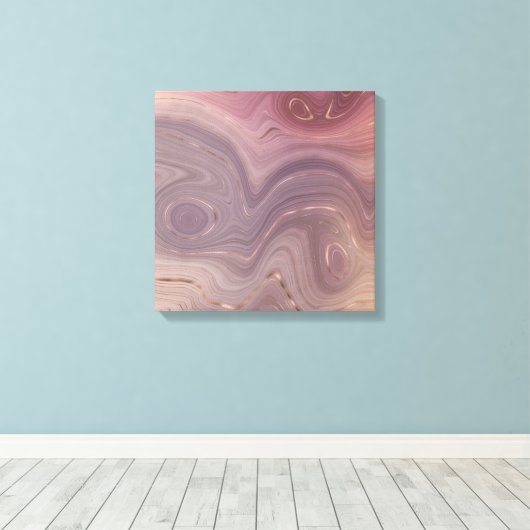 Mauve Strata | Stoffige roze en Roos gouden Agaat Canvas Afdruk (Insitu (Houten vloer))
