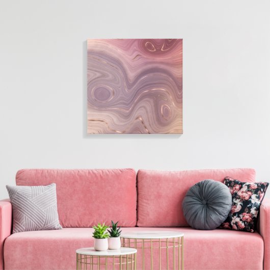 Mauve Strata | Stoffige roze en Roos gouden Agaat Canvas Afdruk (Insitu (Woonkamer))