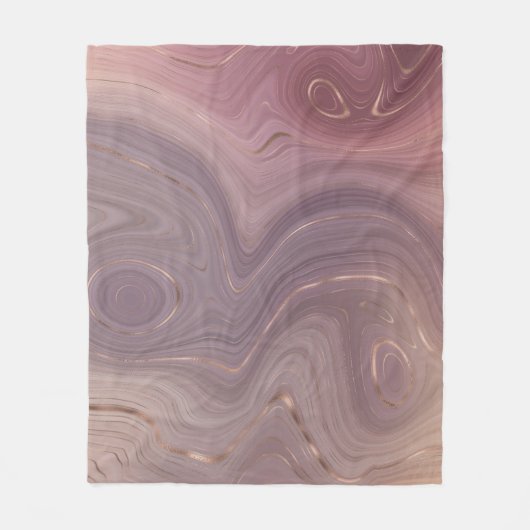 Mauve Strata | Stoffige roze en Roos gouden Agaat Fleece Deken (Voorkant)