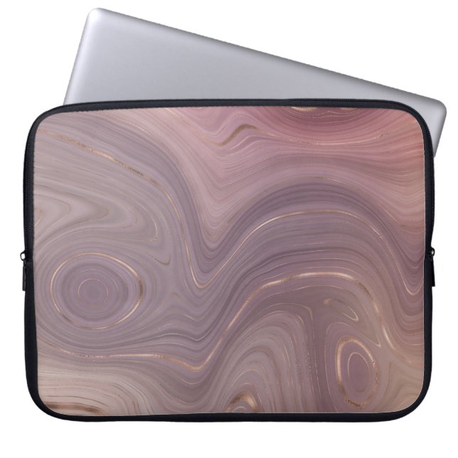 Mauve Strata | Stoffige roze en Roos gouden Agaat Laptop Sleeve (Voorkant)